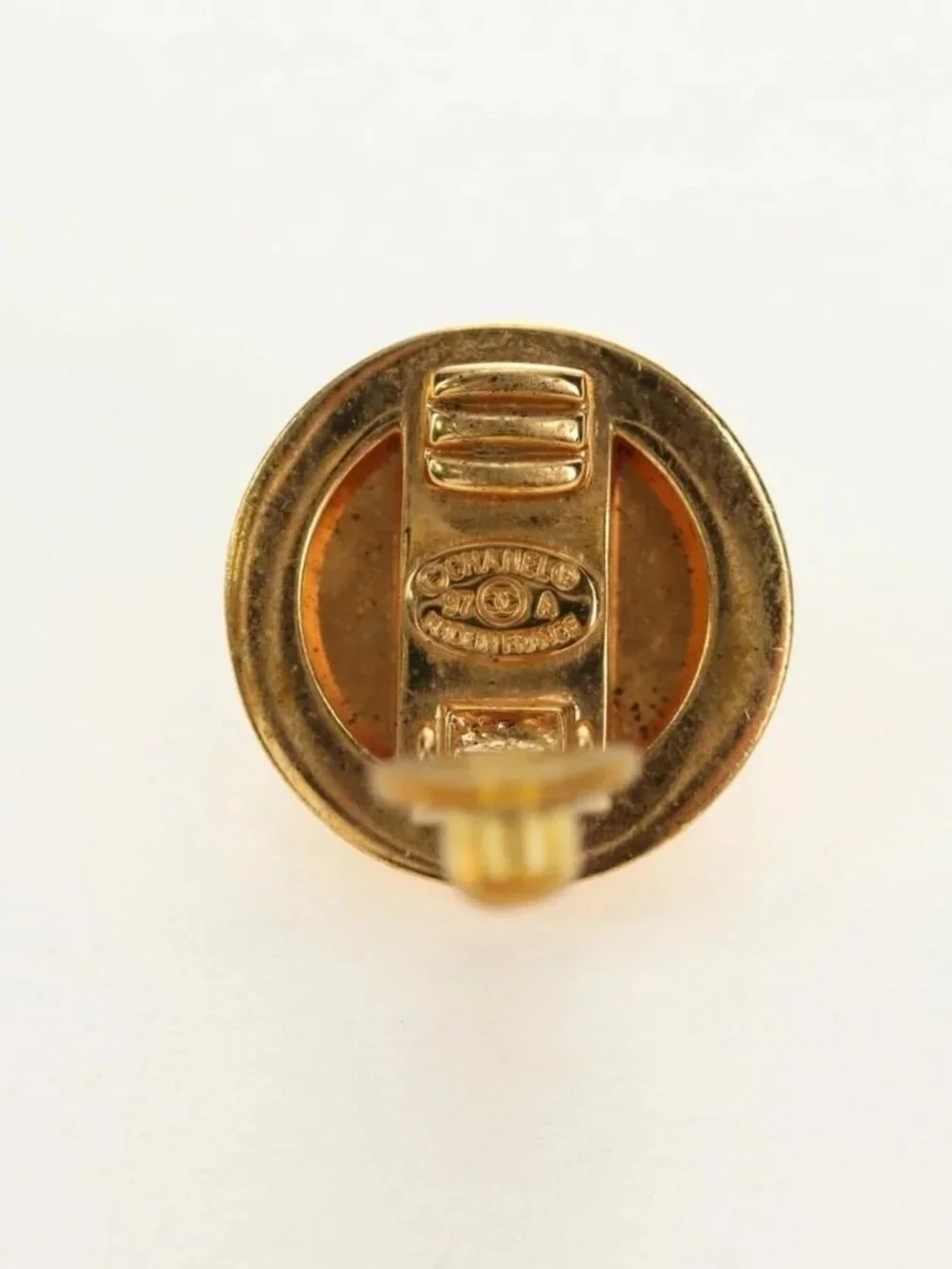CHANEL Earring metal Gold Tone CC Auth 180936M